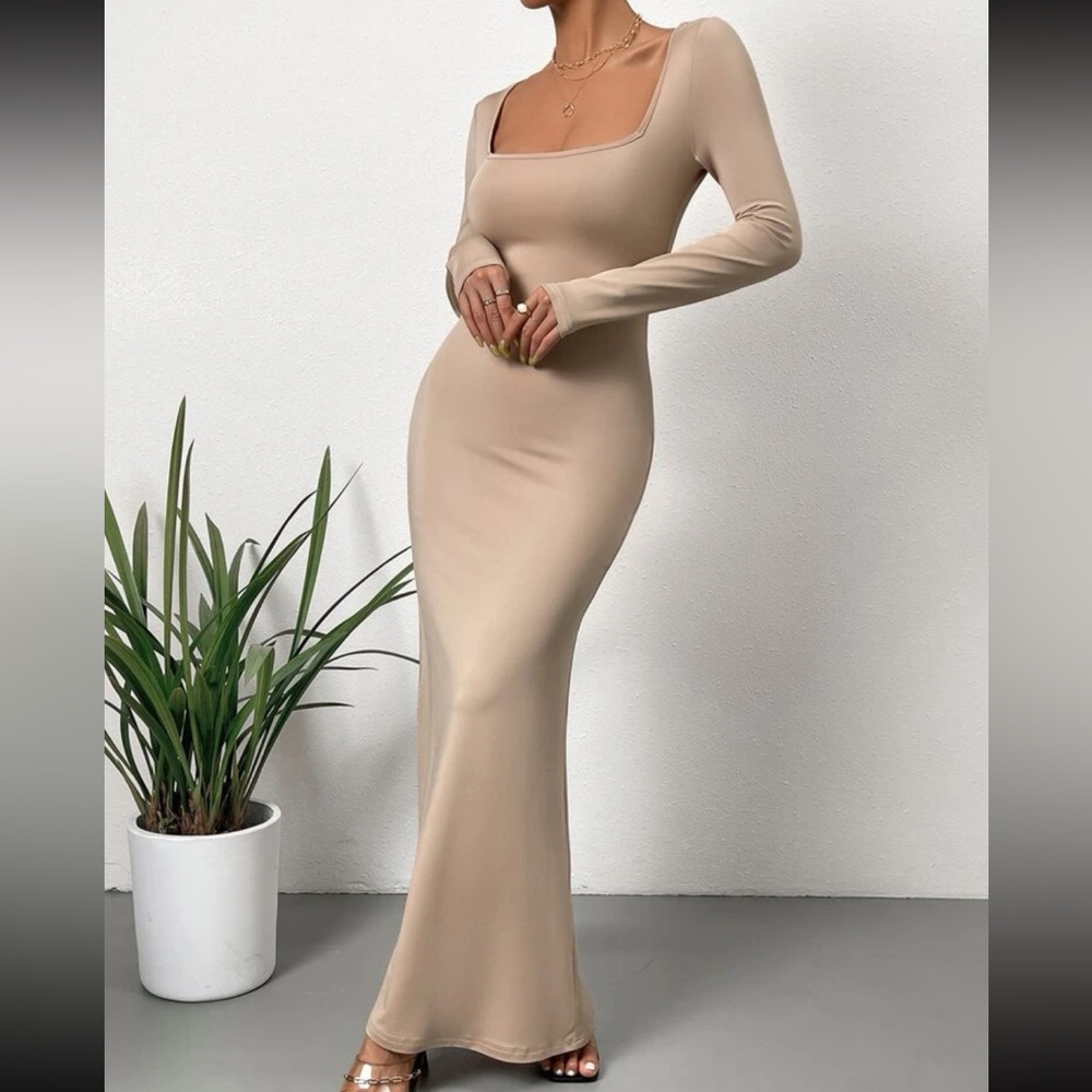 Sexy Square Neck Mermaid Hem Bodycon Dress - Picture 1 of 5